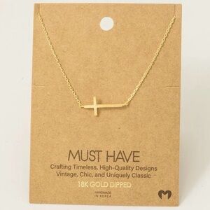 Must Have 18K Gold Dipped Sideways Cross Necklace